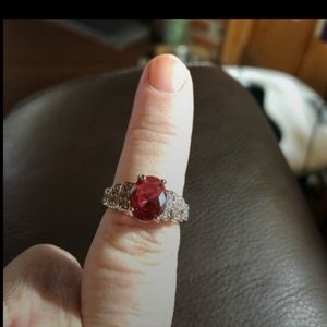 NEW Sterling Silver, Ruby look Stone with CZ’s